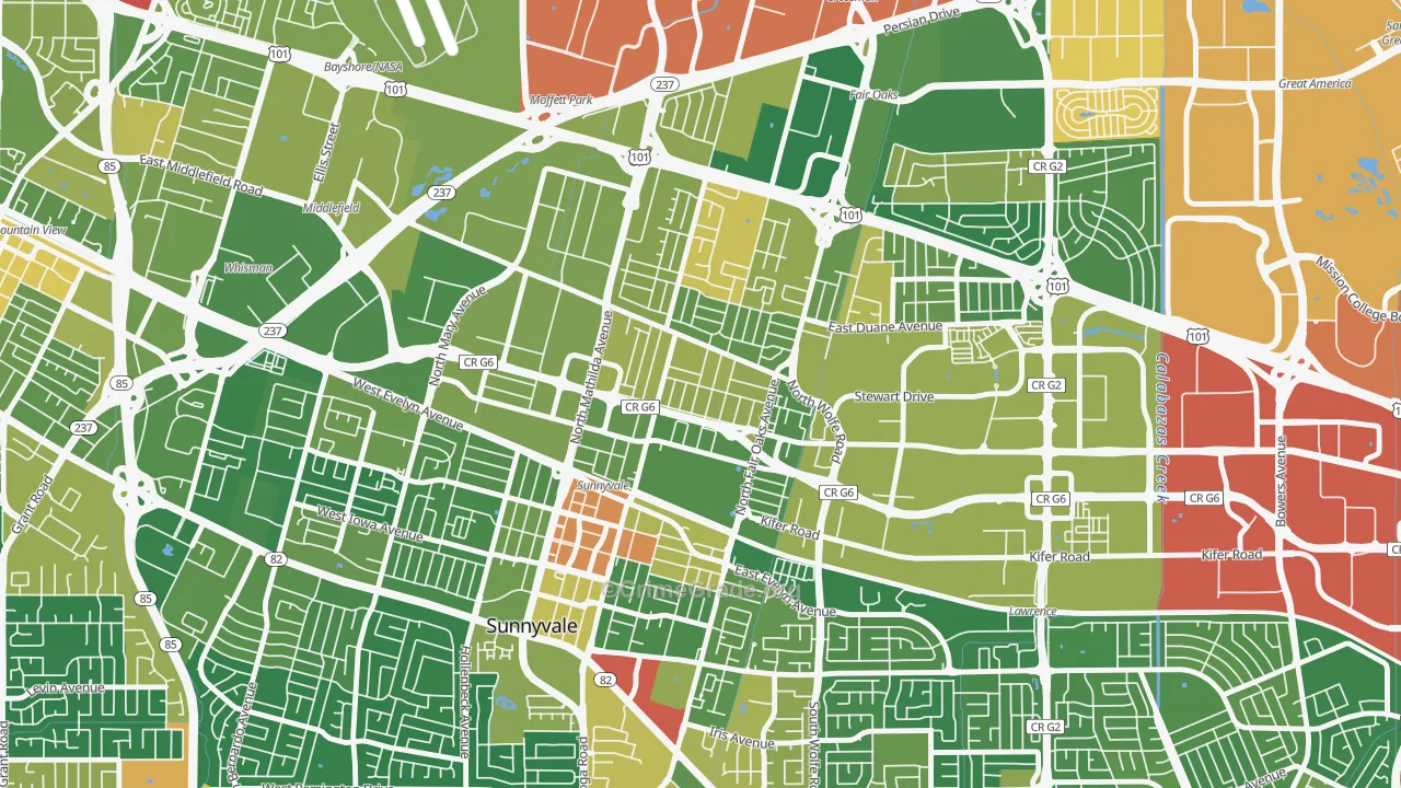 Lowlanders, Sunnyvale, CA Map of Assault Rates