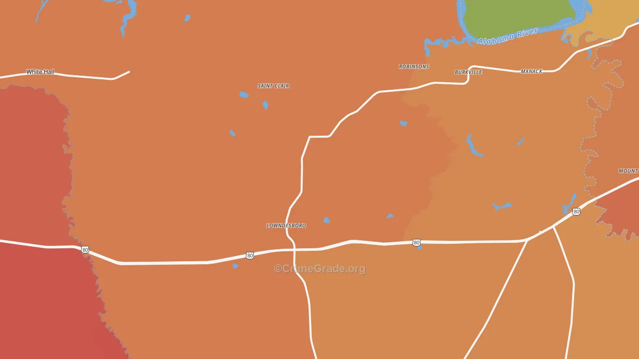 Lowndesboro, AL Map of Assault Rates
