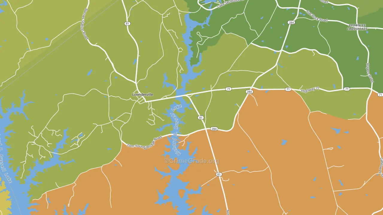 Lowndesville, SC Map of Assault Rates
