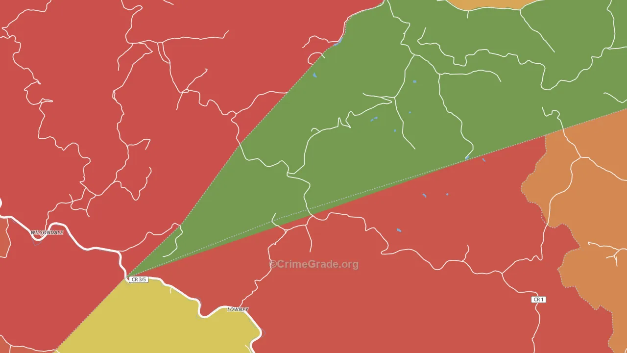 Lowney, WV Map of Assault Rates
