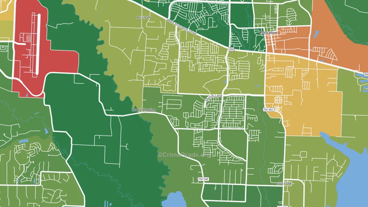 Lowry Crossing, TX Map of Assault Rates