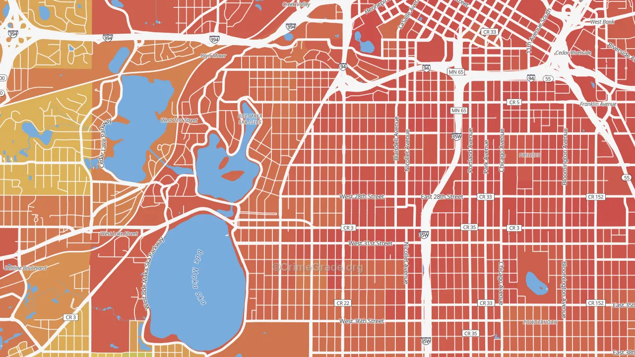 Lowry Hill East, Minneapolis, MN Map of Assault Rates