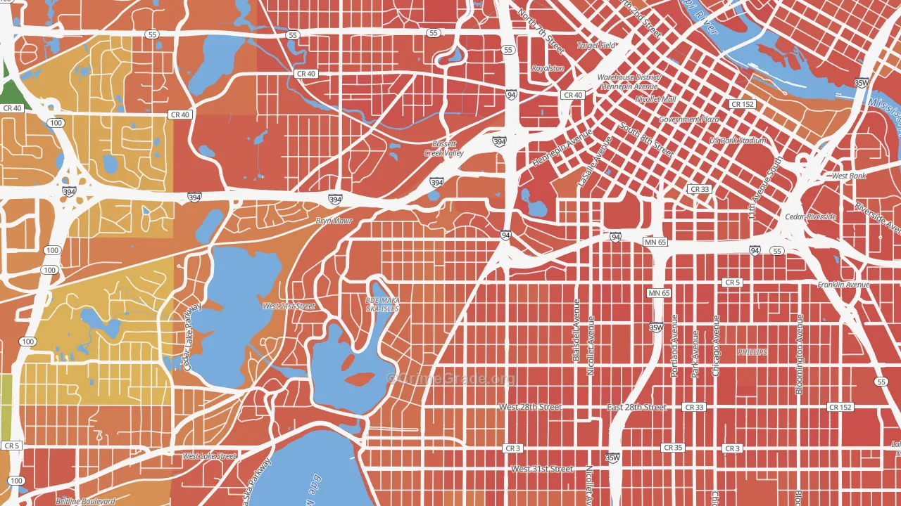 Lowry Hill, Minneapolis, MN Map of Assault Rates