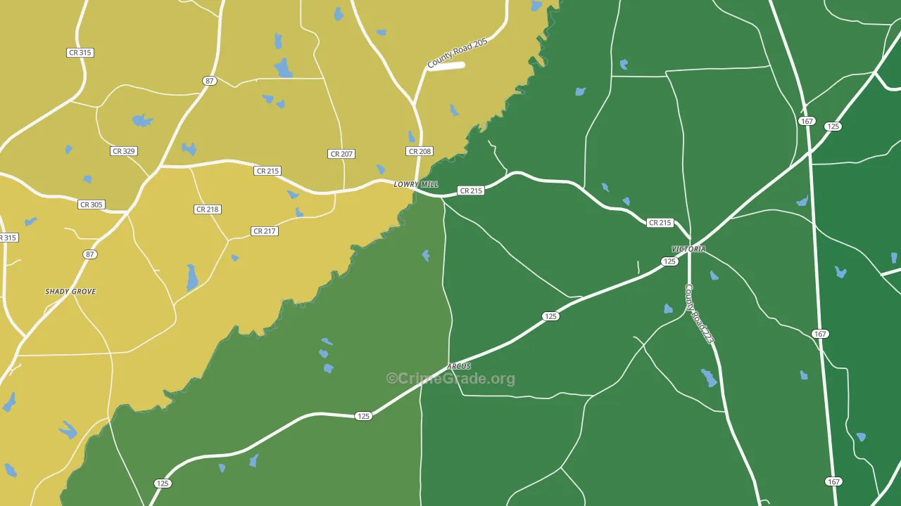 Lowry Mill, AL Map of Assault Rates