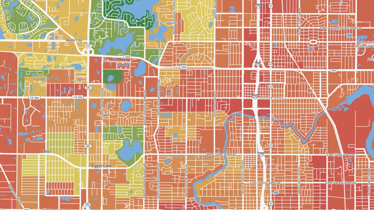 Lowry Park Central, Tampa, FL Map of Assault Rates