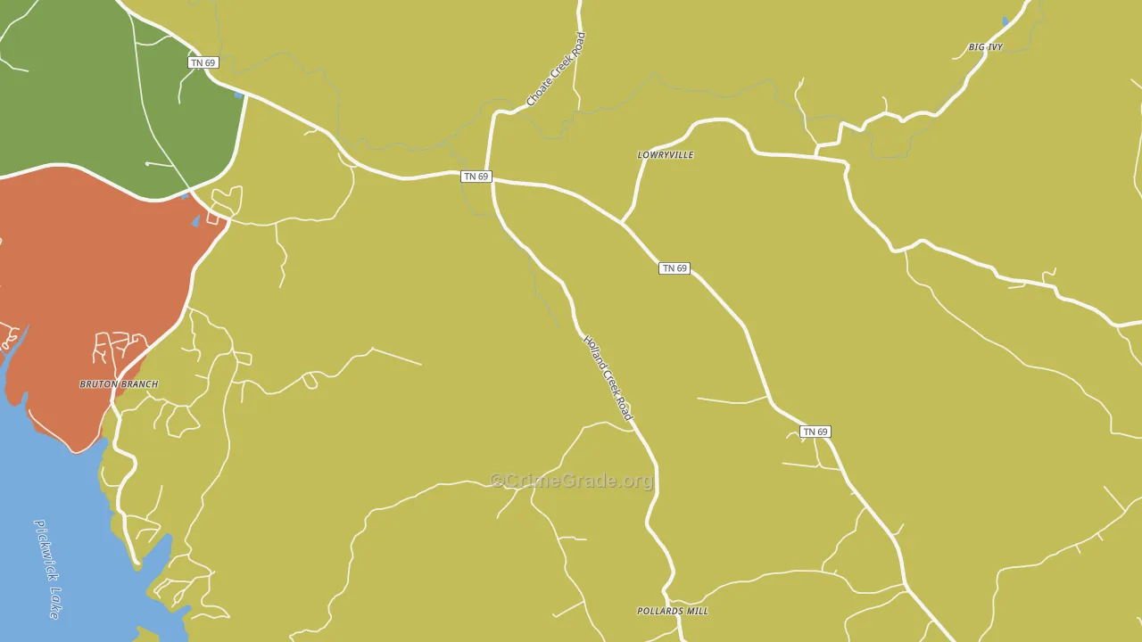Lowryville, TN Map of Assault Rates