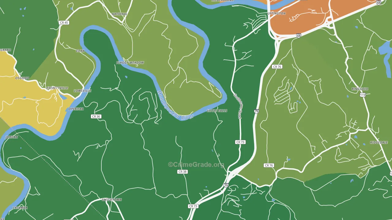 Lowsville, WV Map of Assault Rates