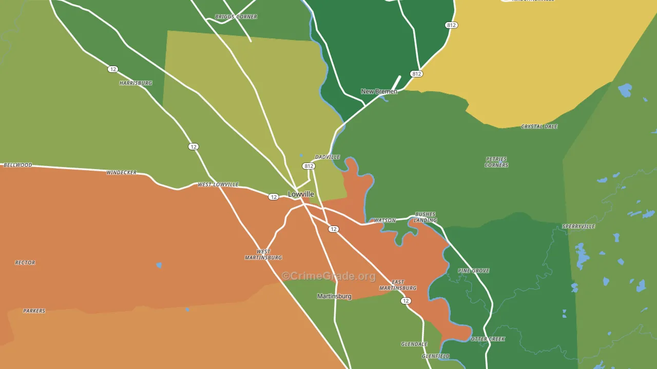 Lowville, NY Map of Assault Rates