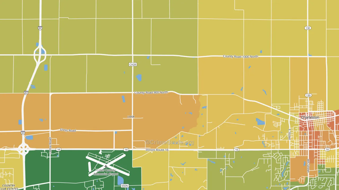Loxa, IL Map of Assault Rates