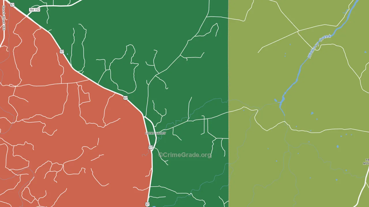 Loyal Valley, TX Map of Assault Rates