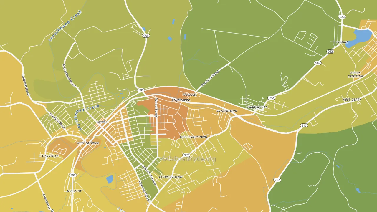 Loyalhanna, PA Map of Assault Rates