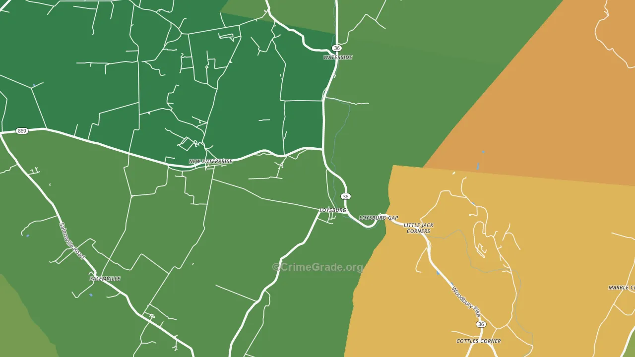 Loysburg, PA Map of Assault Rates
