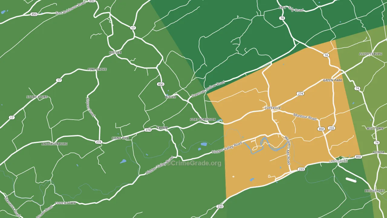Loysville, PA Map of Assault Rates