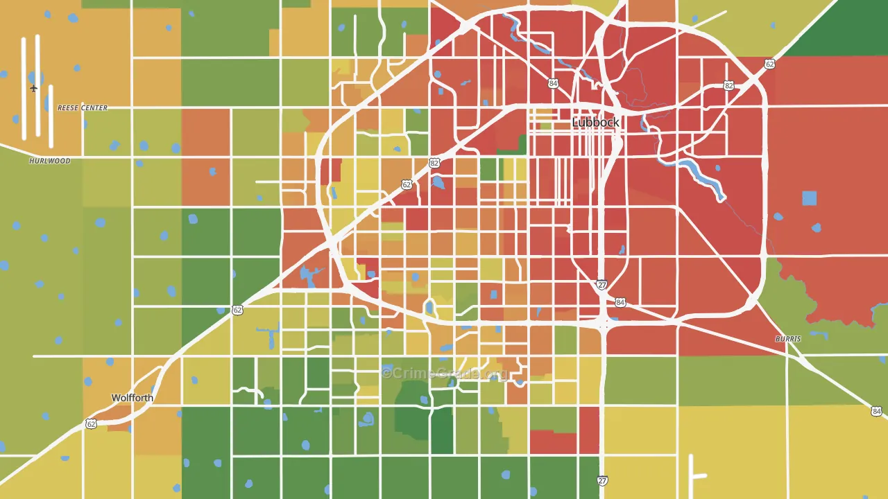 Lubbock, TX Map of Assault Rates