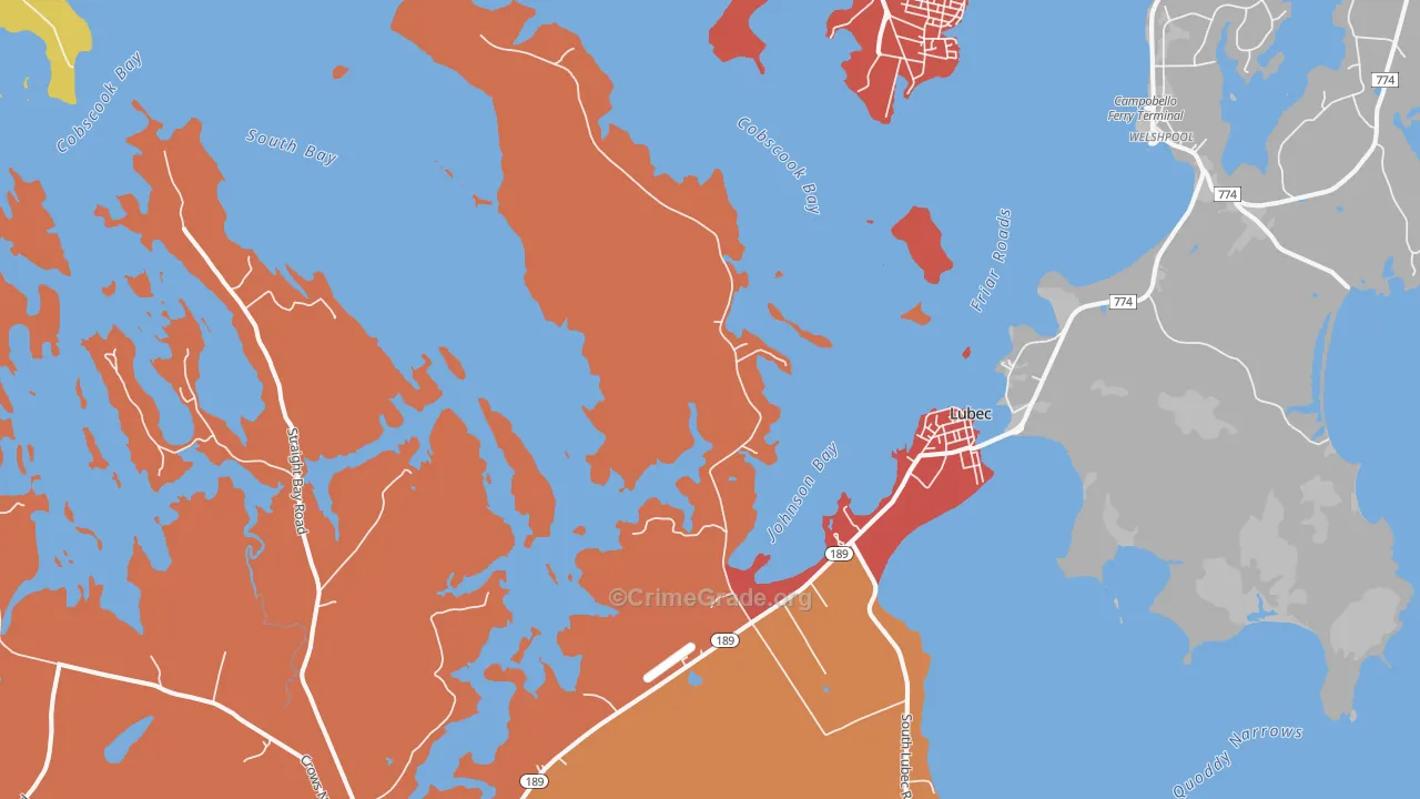 Lubec, ME Map of Assault Rates