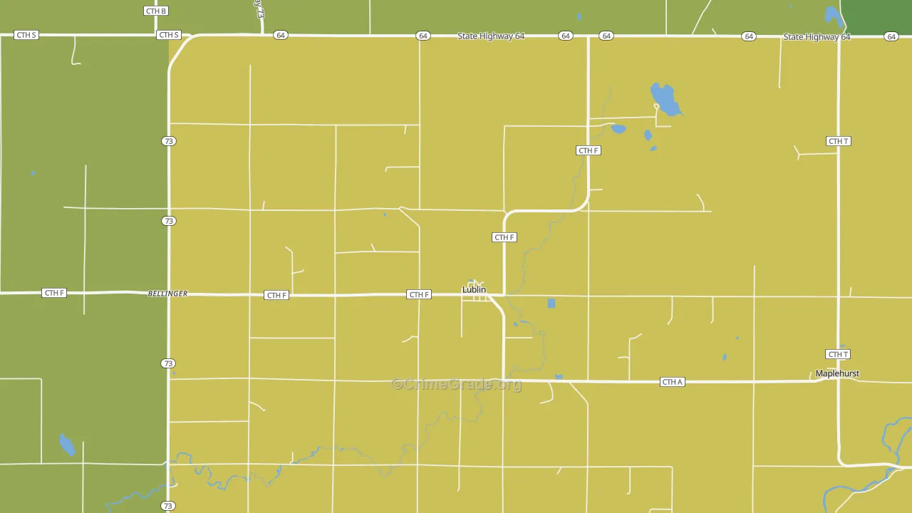 Lublin, WI Map of Assault Rates