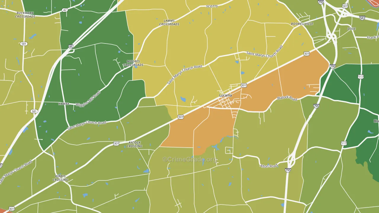 Lucama, NC Map of Assault Rates