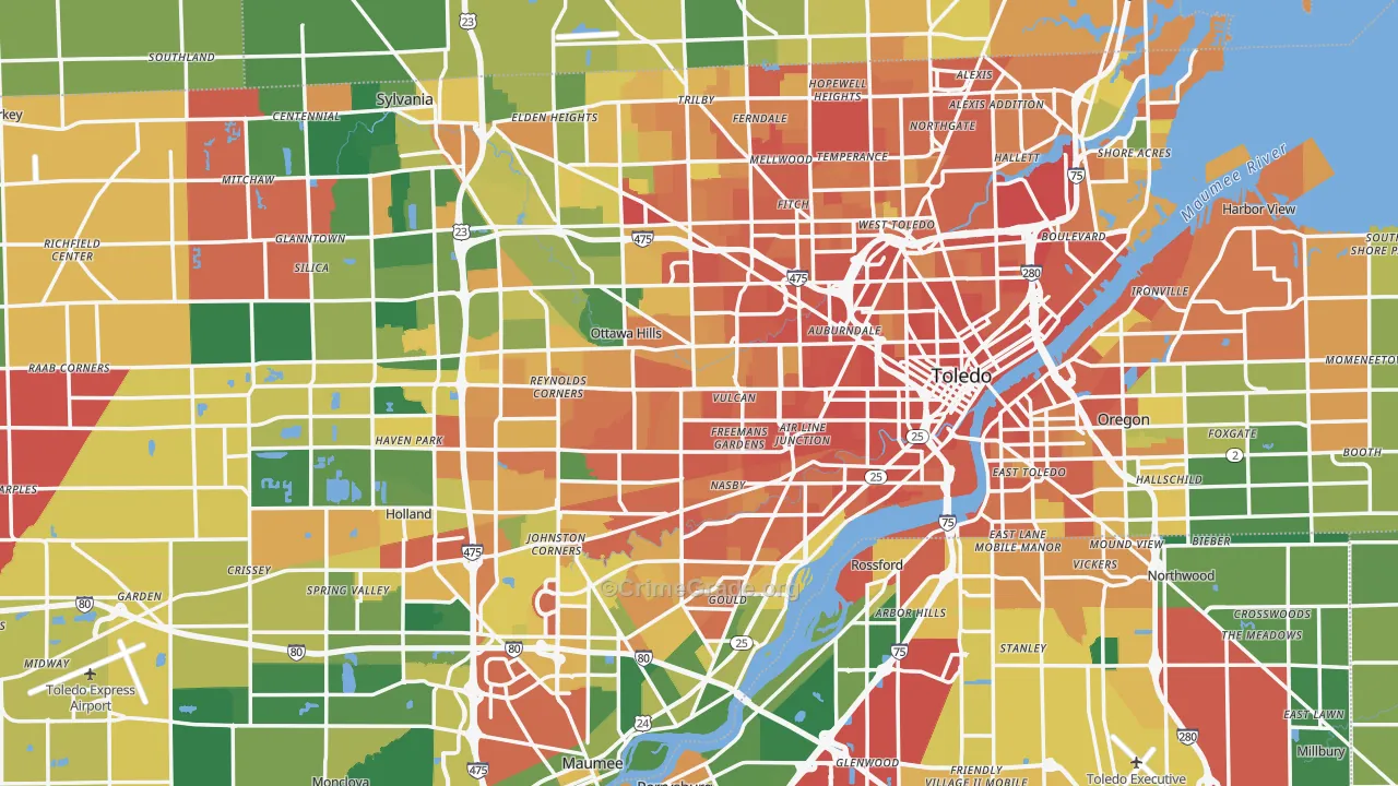 Lucas County, OH Map of Assault Rates