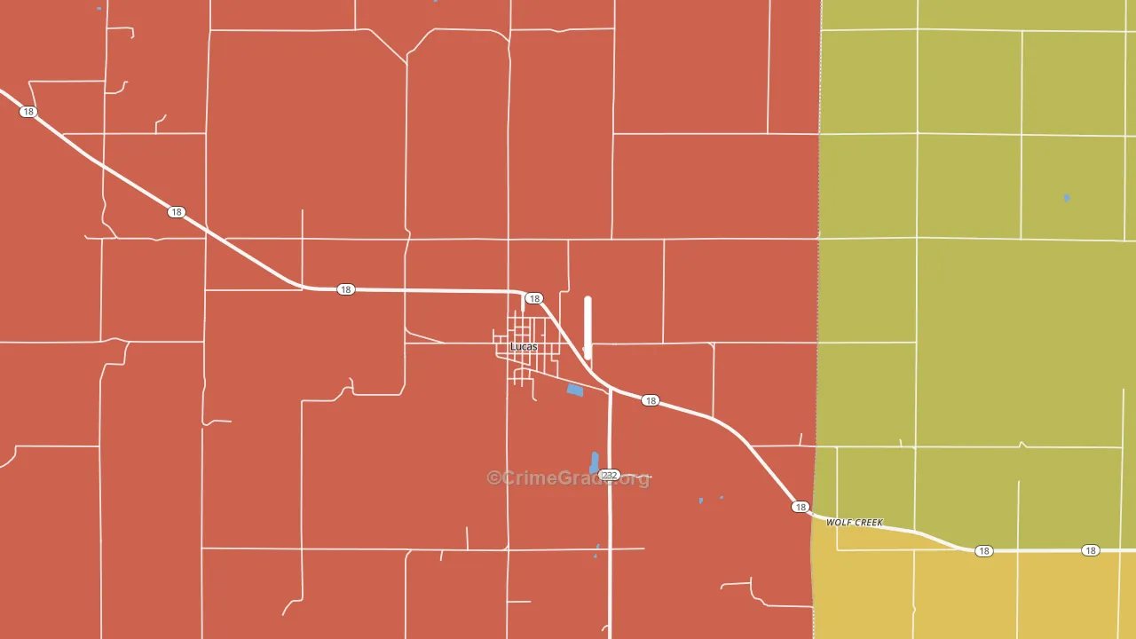 Lucas, KS Map of Assault Rates