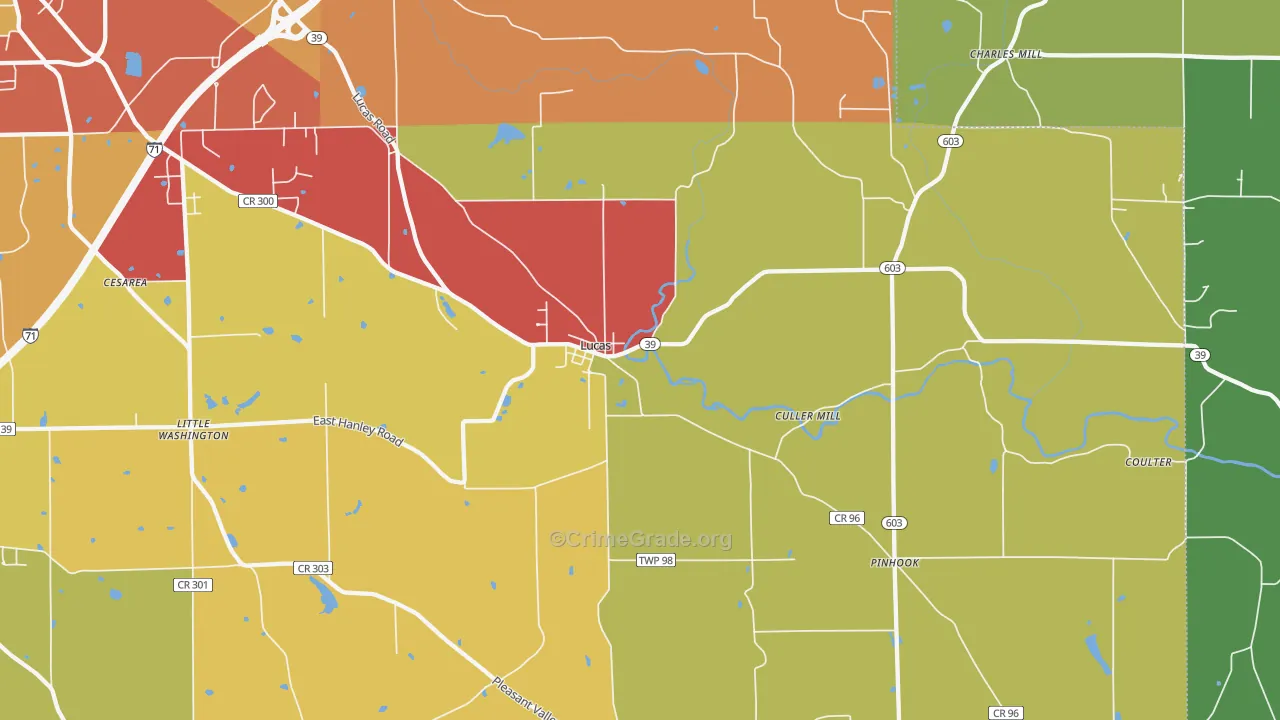 Lucas, OH Map of Assault Rates