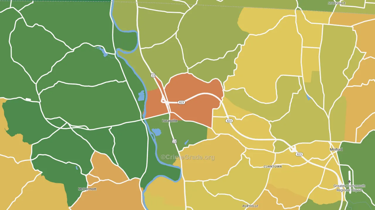 Lucasville, OH Map of Assault Rates