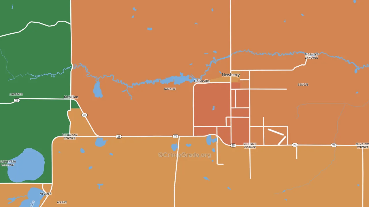 Luce County, MI Map of Assault Rates