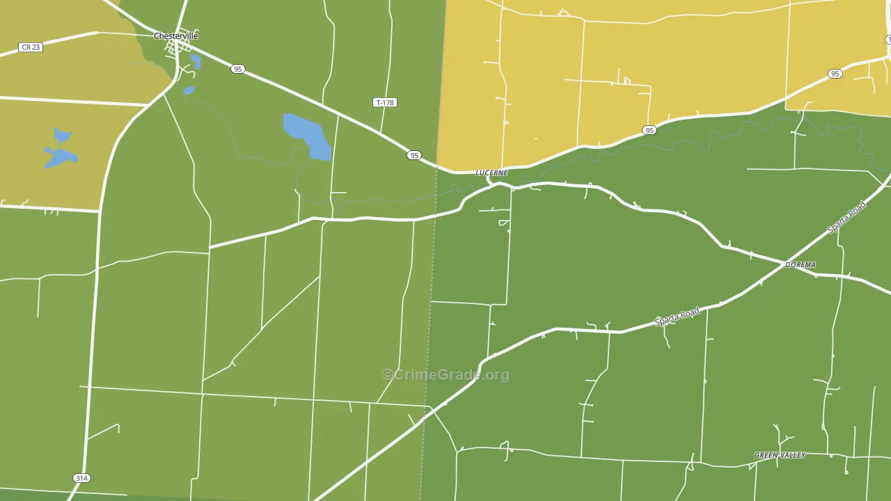 Lucerne, OH Map of Assault Rates