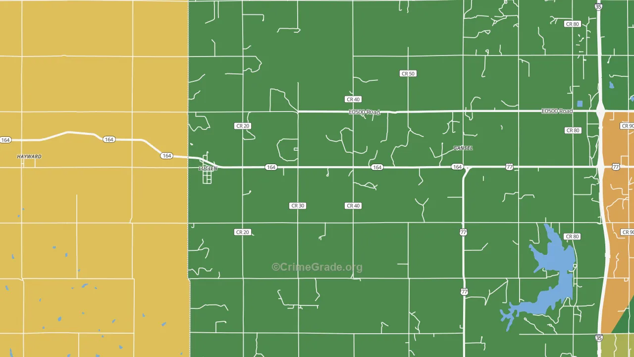 Lucien, OK Map of Assault Rates