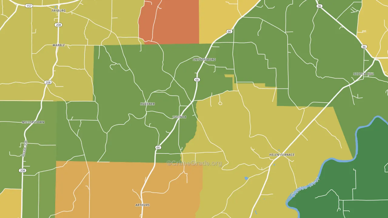 Lucinda, PA Map of Assault Rates