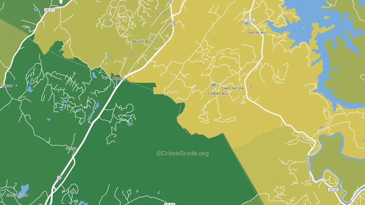 Lucius, GA Map of Assault Rates