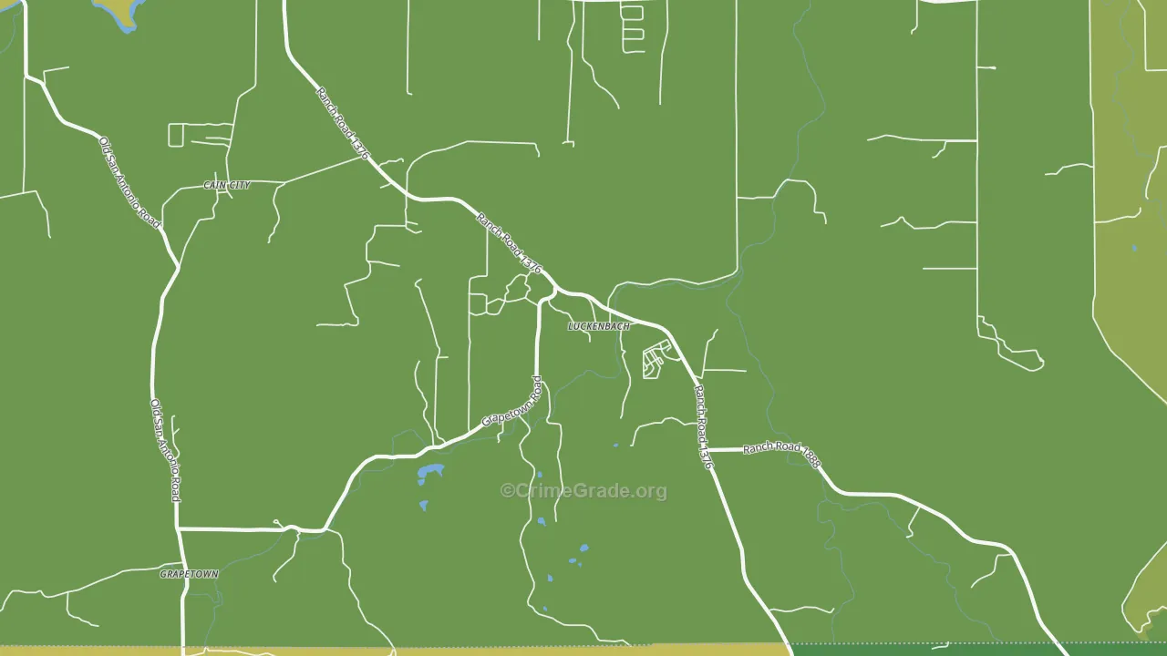 Luckenbach, TX Map of Assault Rates