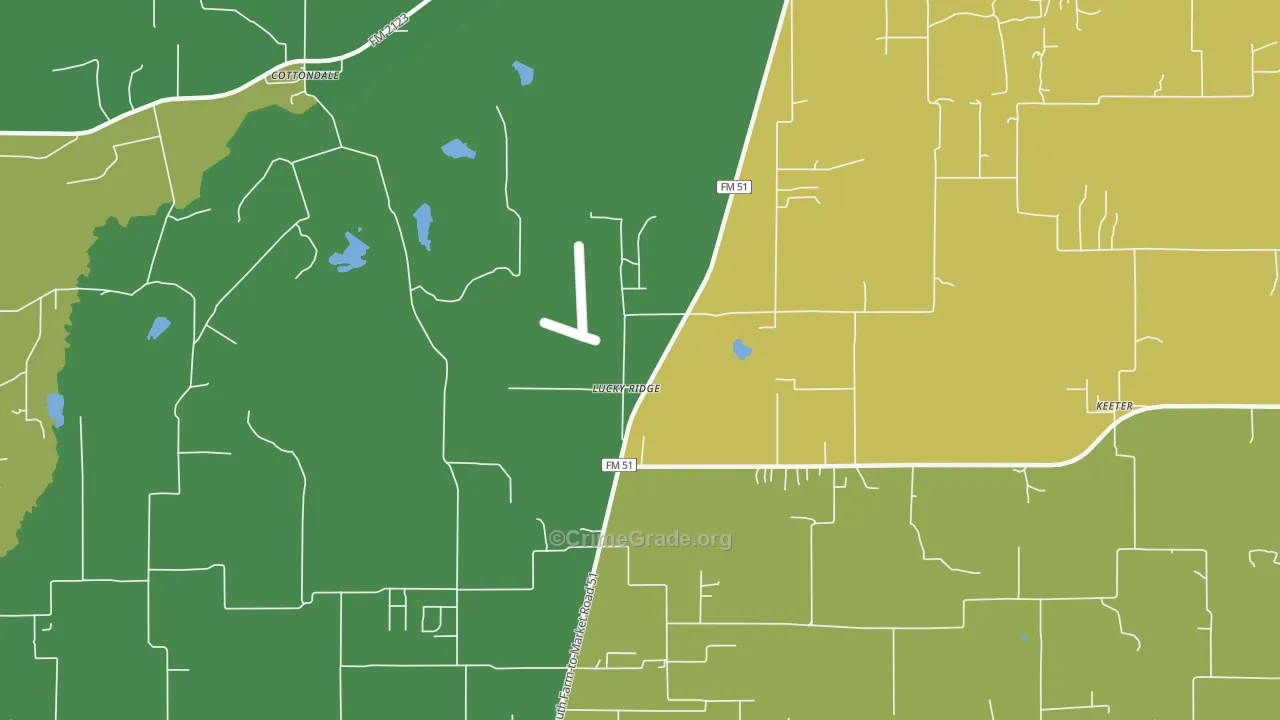 Lucky Ridge, TX Map of Assault Rates