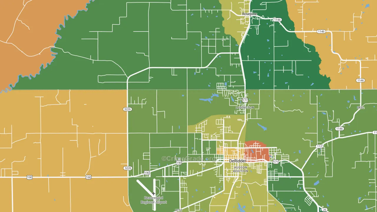 Ludington, LA Map of Assault Rates