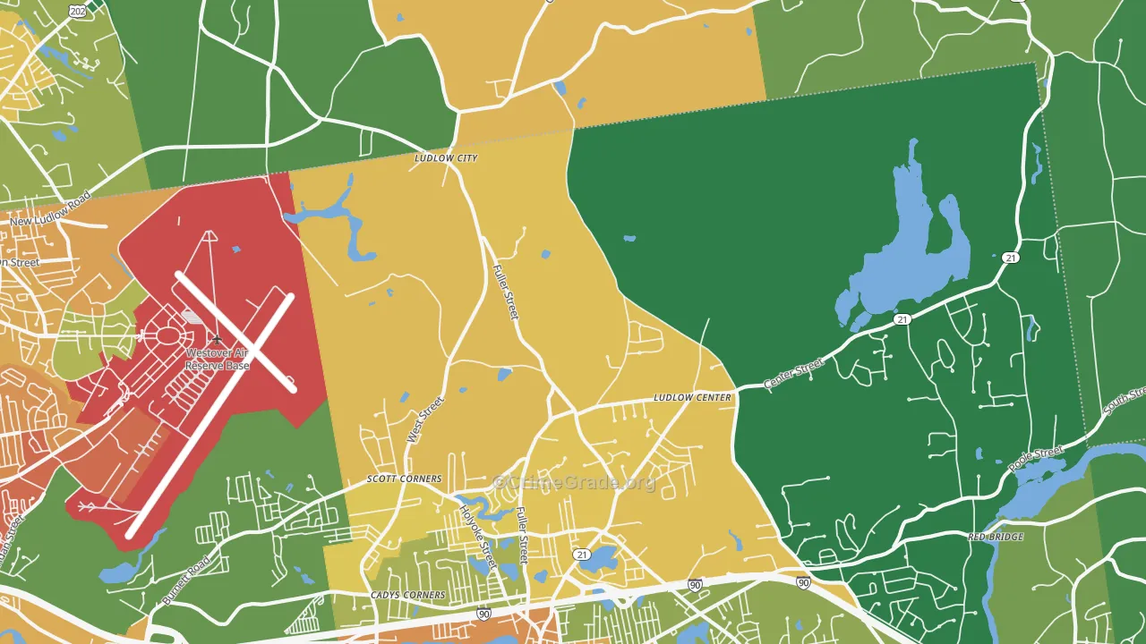 Ludlow Center, MA Map of Assault Rates