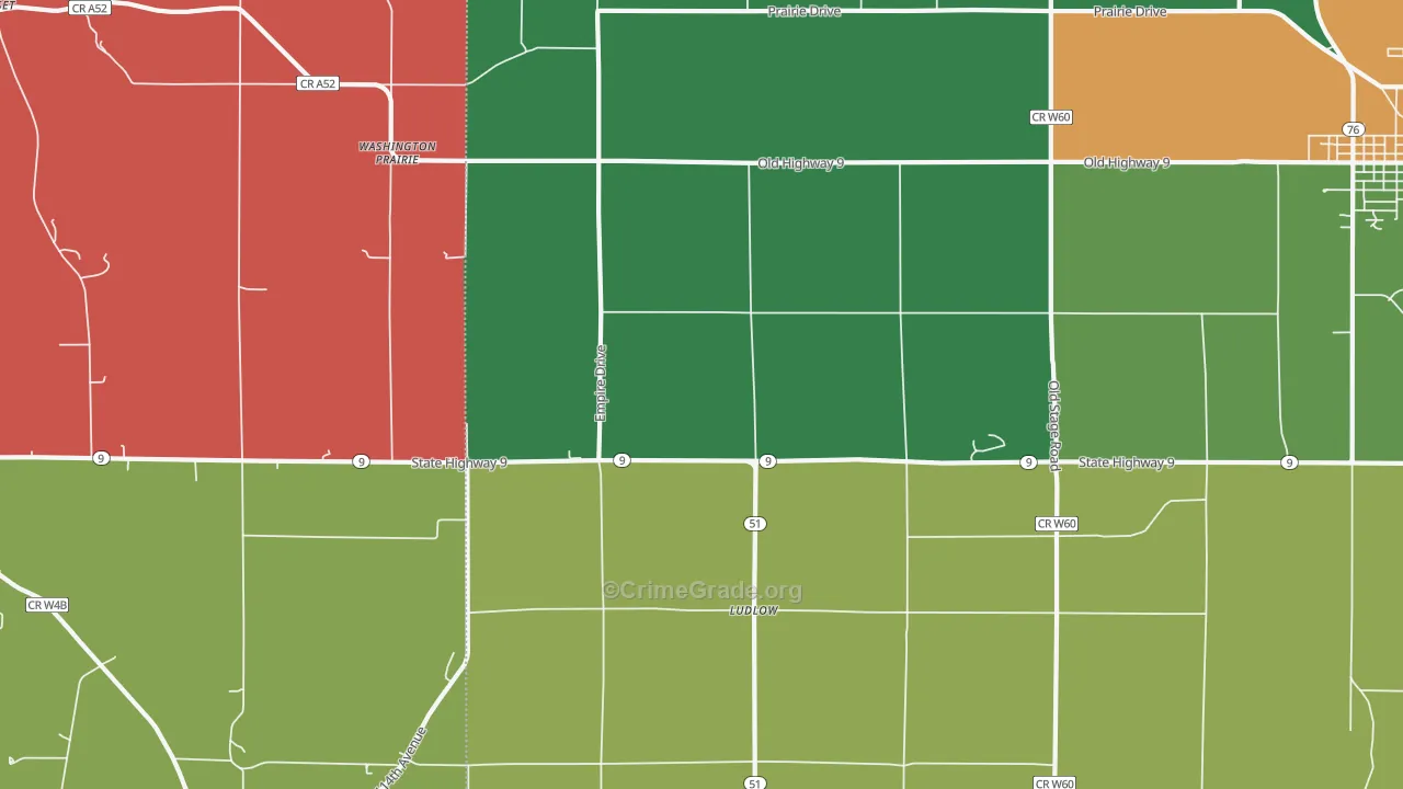 Ludlow, IA Map of Assault Rates