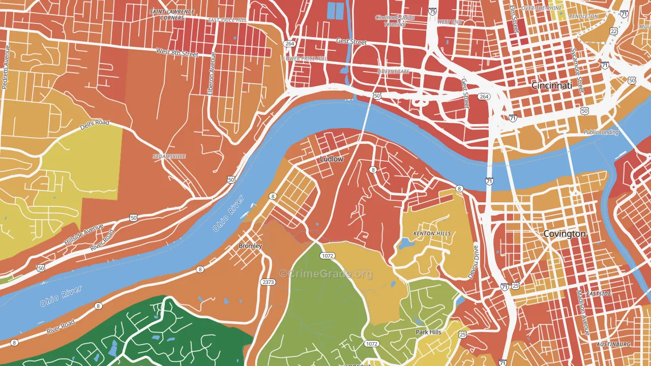 Ludlow, KY Map of Assault Rates