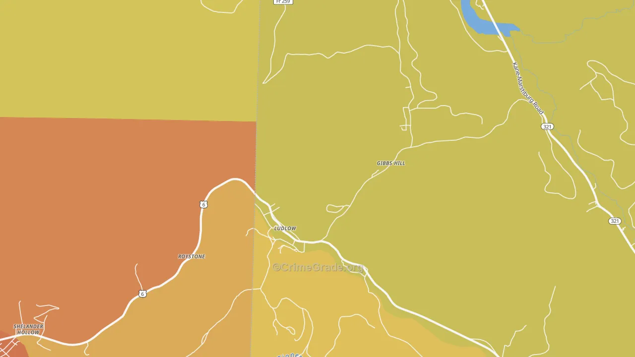 Ludlow, PA Map of Assault Rates