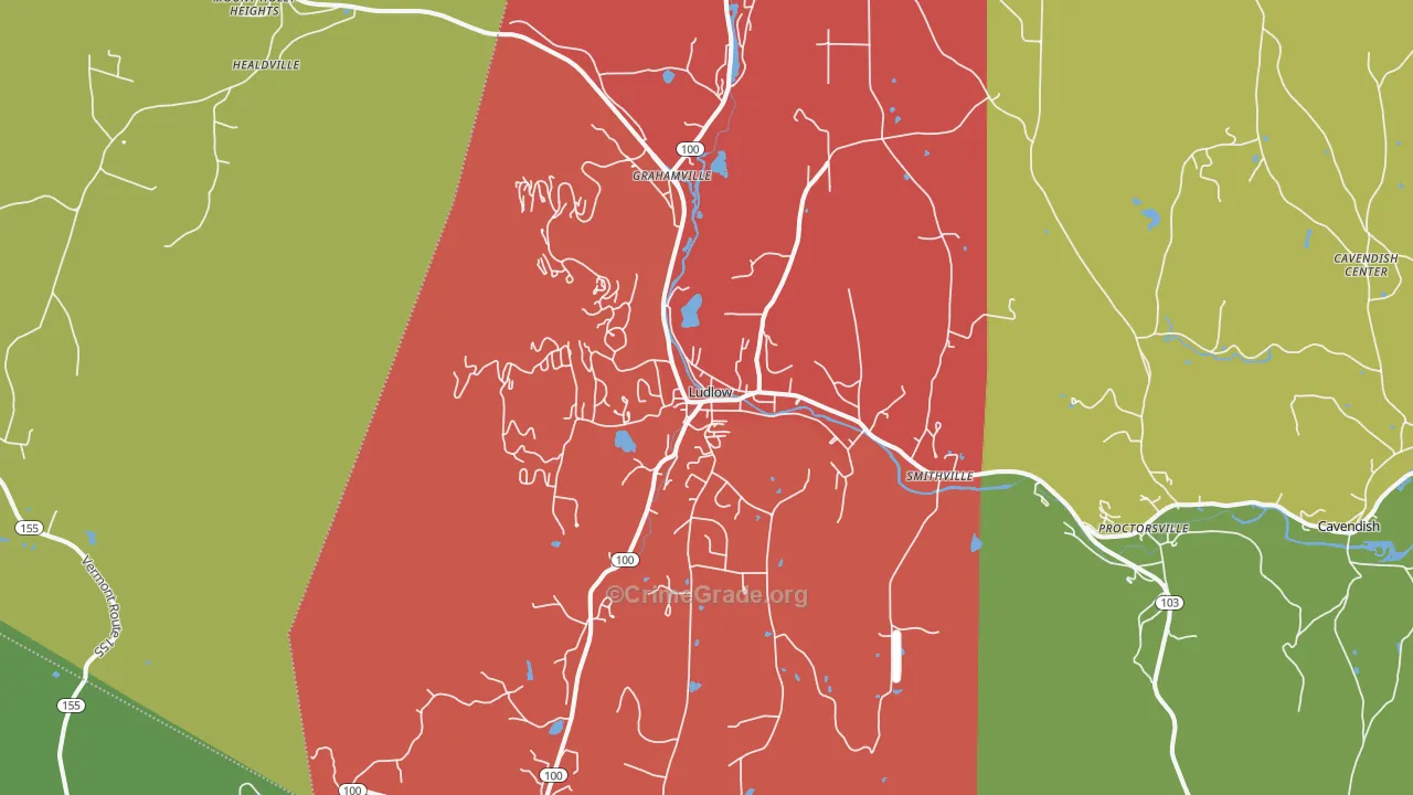 Ludlow, VT Map of Assault Rates