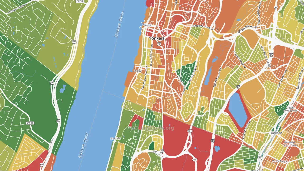 Ludlow, Yonkers, NY Map of Assault Rates
