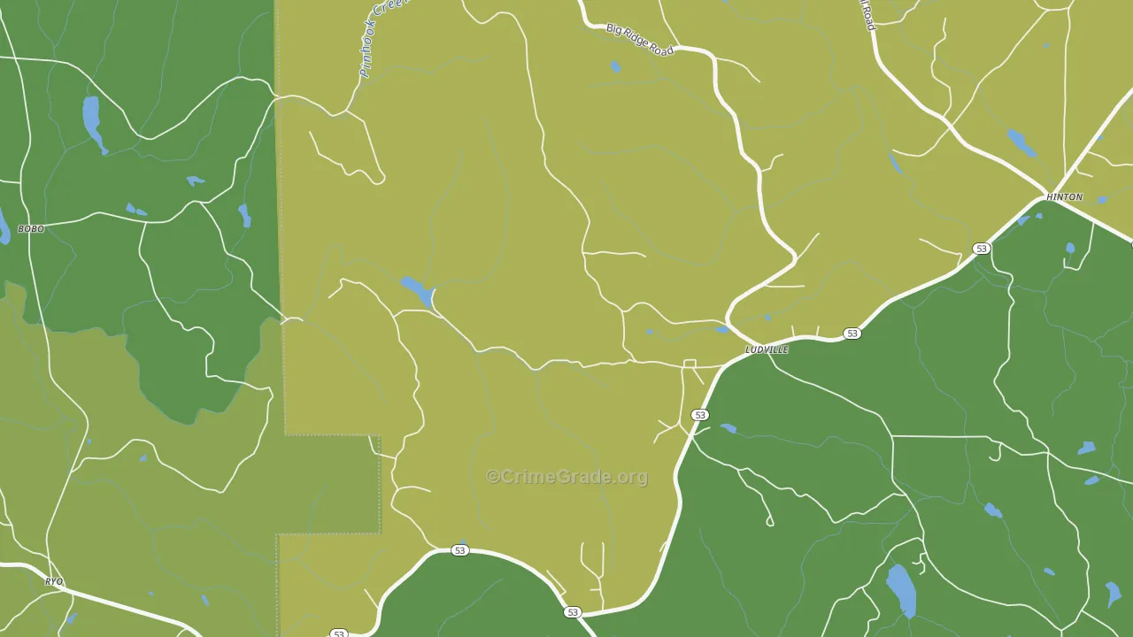 Ludville, GA Map of Assault Rates