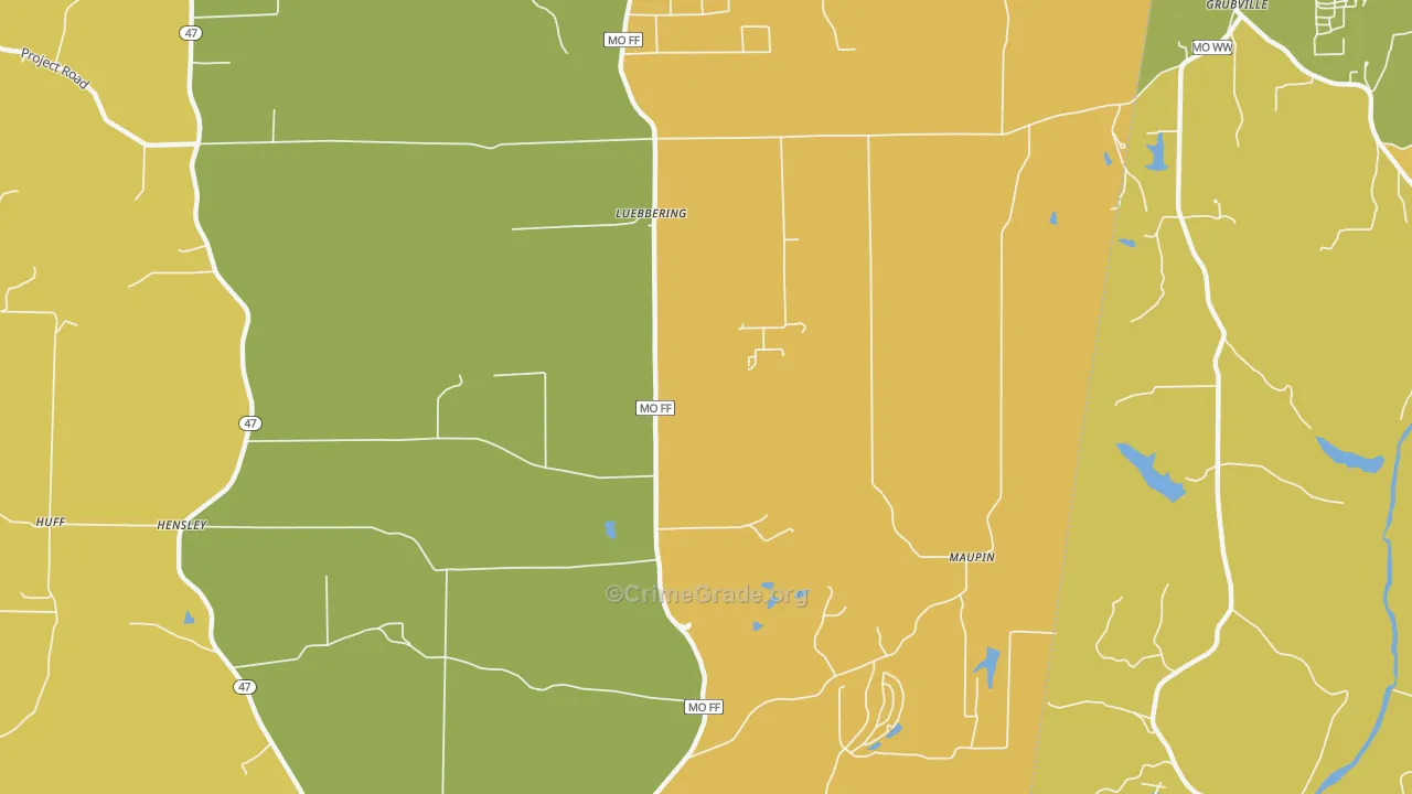 Luebbering, MO Map of Assault Rates