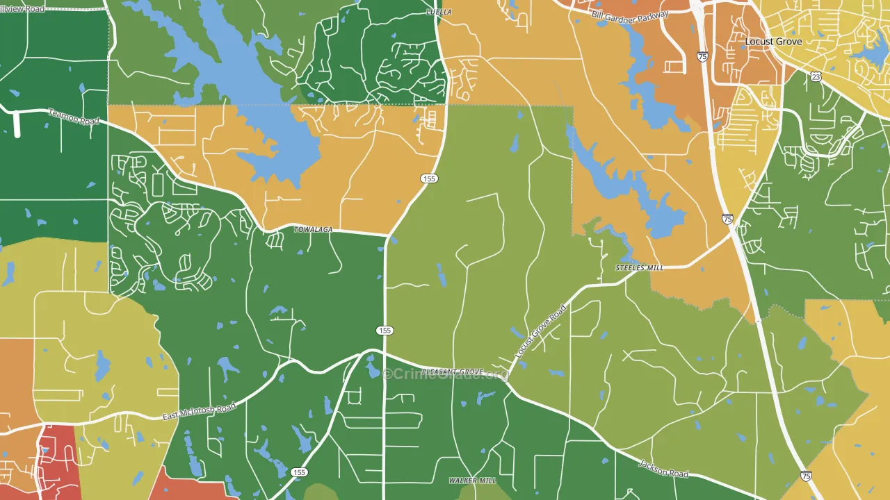 Luella, GA Map of Assault Rates