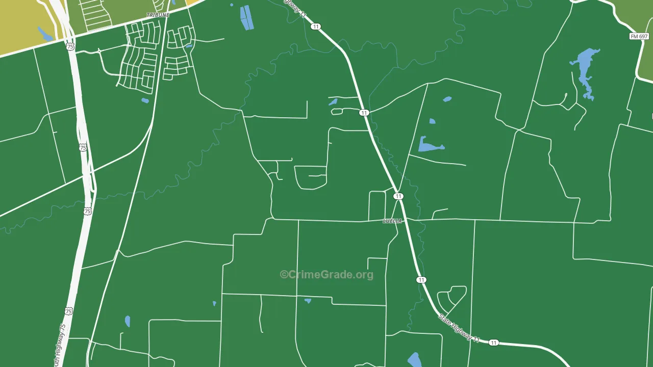 Luella, TX Map of Assault Rates
