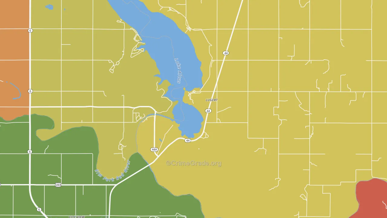 Lugert, OK Map of Assault Rates