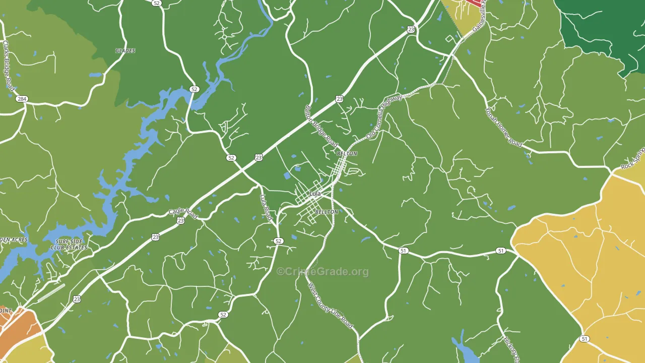 Lula, GA Map of Assault Rates