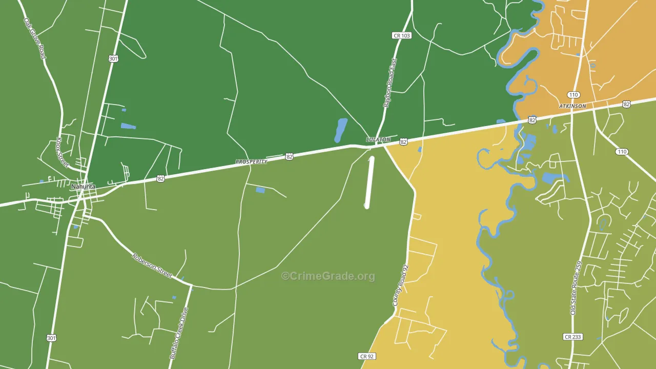 Lulaton, GA Map of Assault Rates