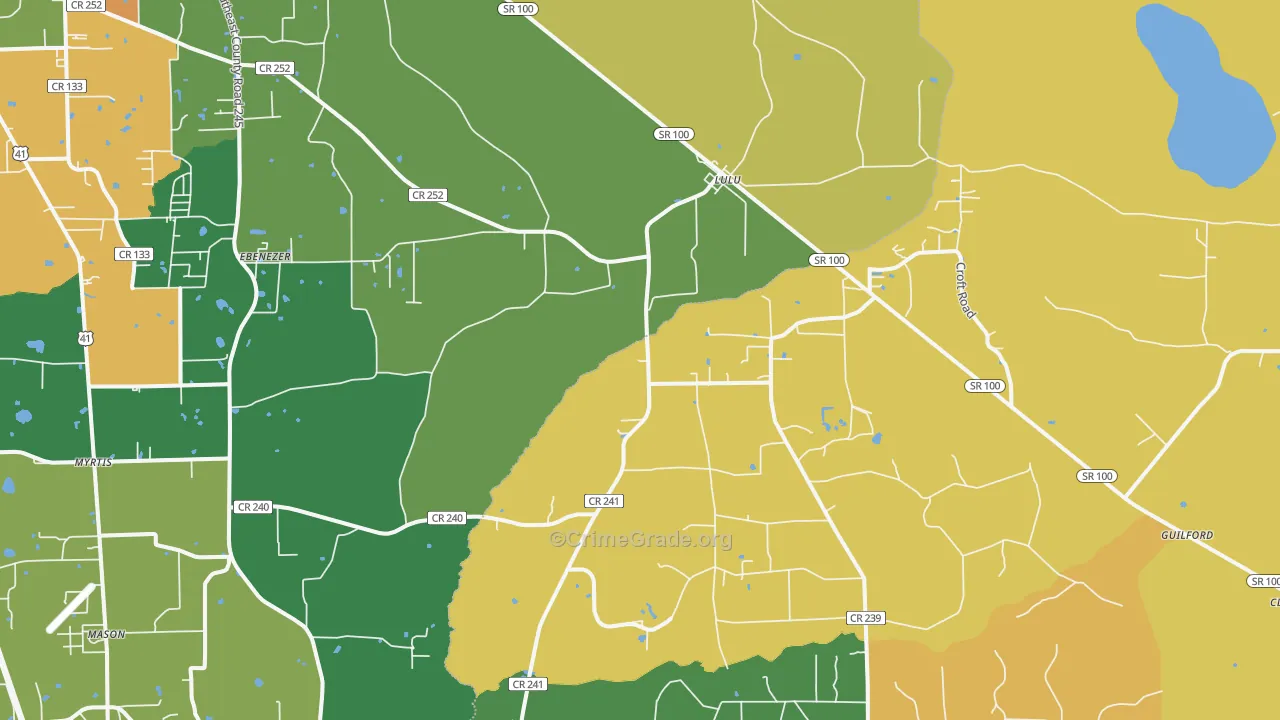 Lulu, FL Map of Assault Rates