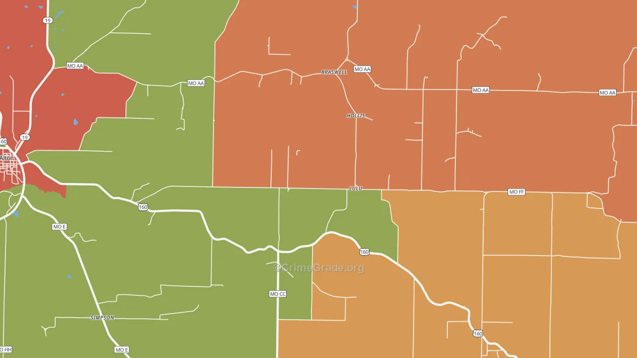Lulu, MO Map of Assault Rates