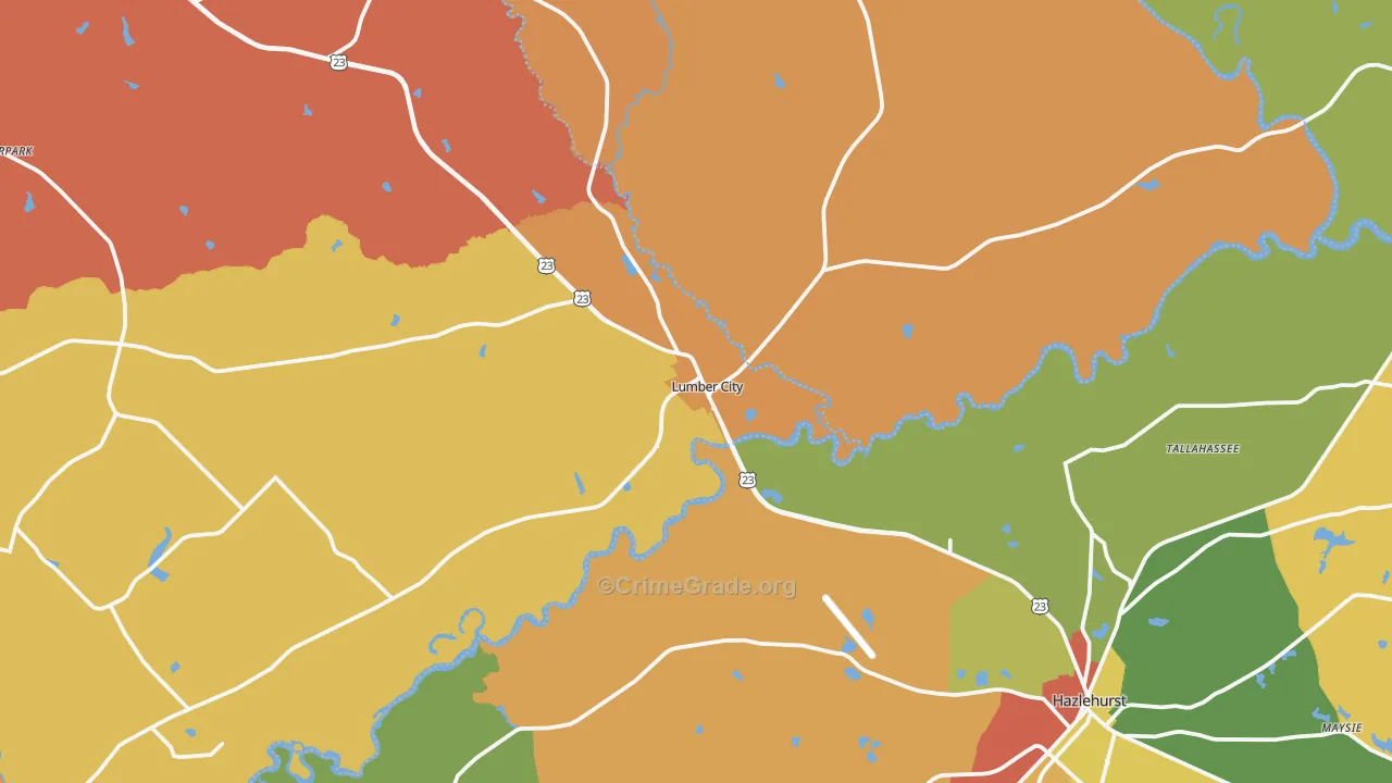 Lumber City, GA Map of Assault Rates