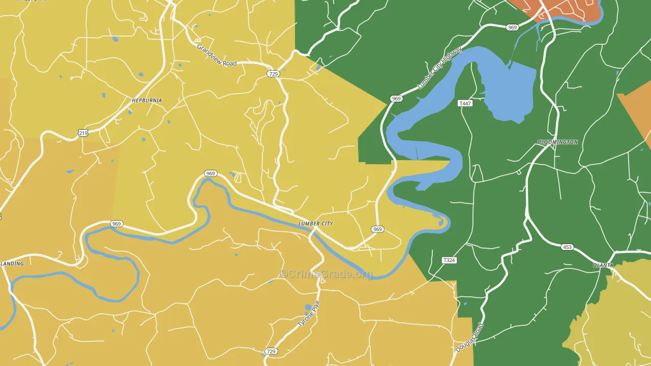 Lumber City, PA Map of Assault Rates